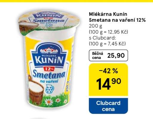 Mlékárna Kunín Smetana na vaření 12%