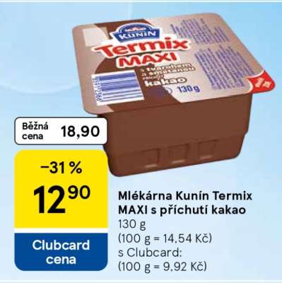 Mlékárna Kunín Termix MAXI s příchutí kakao