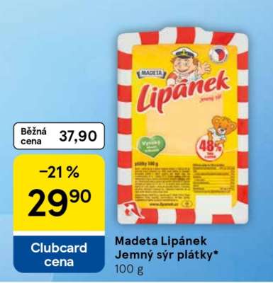 Madeta Lipánek Jemný sýr plátky