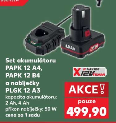 Set akumulátoru PAPK 12 A4, PAPK 12 B4 a nabíječky PLGK 12 A3