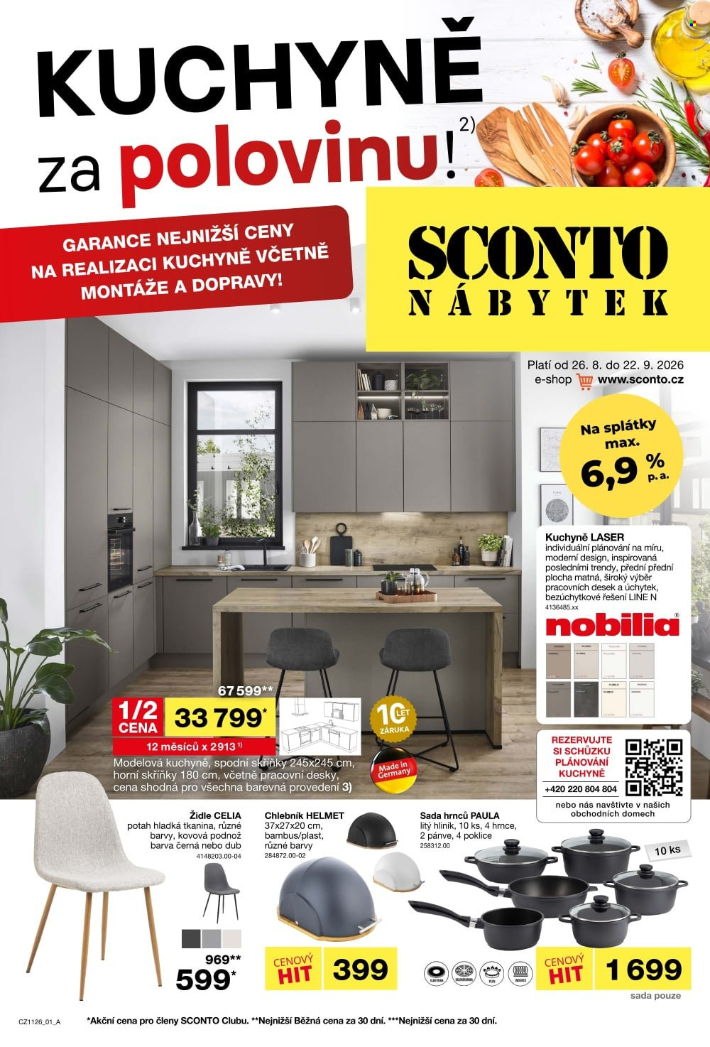 Leták SCONTO NÁBYTEK - 26.8.2026 - 22.9.2026. Strana 1