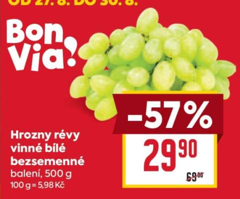 Hrozny révy vinné bílé bezsemenné