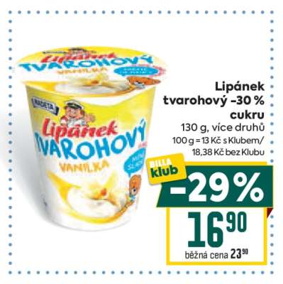Lipánek Tvarohový -30 % cukru