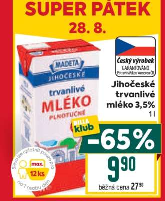 Jihočeské Trvanlivé mléko 3,5%