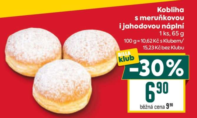 Kobliha s meruňkovou i jahodovou náplní