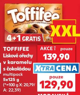 TOFFIFEE Lískové ořechy v karamelu s čokoládou multipack 5x125 g
