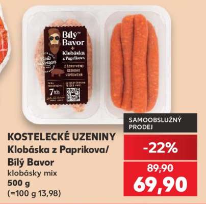 KOSTELECKÉ UZENINY Klobáska z Paprikova/Bílý Bavor