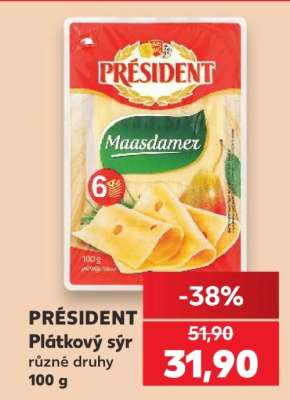 Président plátkový sýr