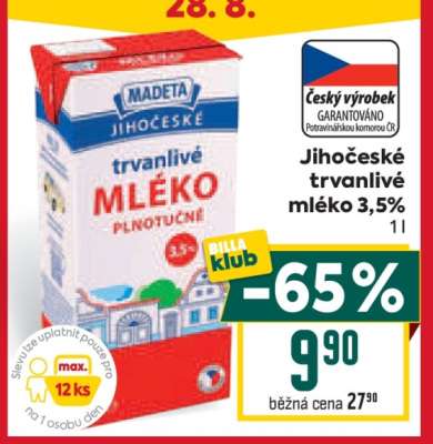 Jihočeské Trvanlivé mléko 3,5%