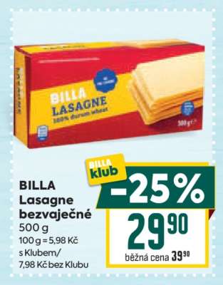 BILLA Lasagne bezvaječné