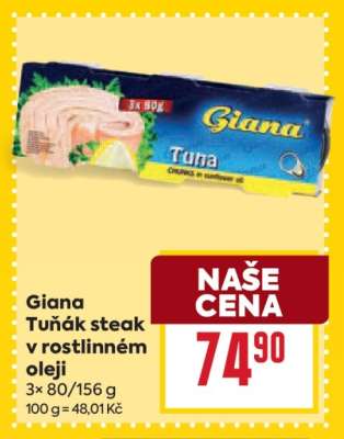 Giana Tuňák steak v rostlinném oleji