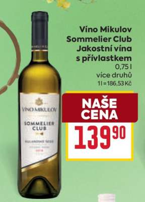 Víno Mikulov Sommelier Club jakostní vína s přívlastkem