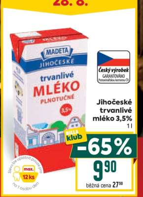 Jihočeské Trvanlivé mléko 3,5%