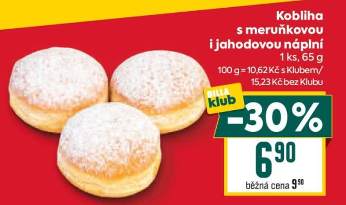 Kobliha s meruňkovou i jahodovou náplní