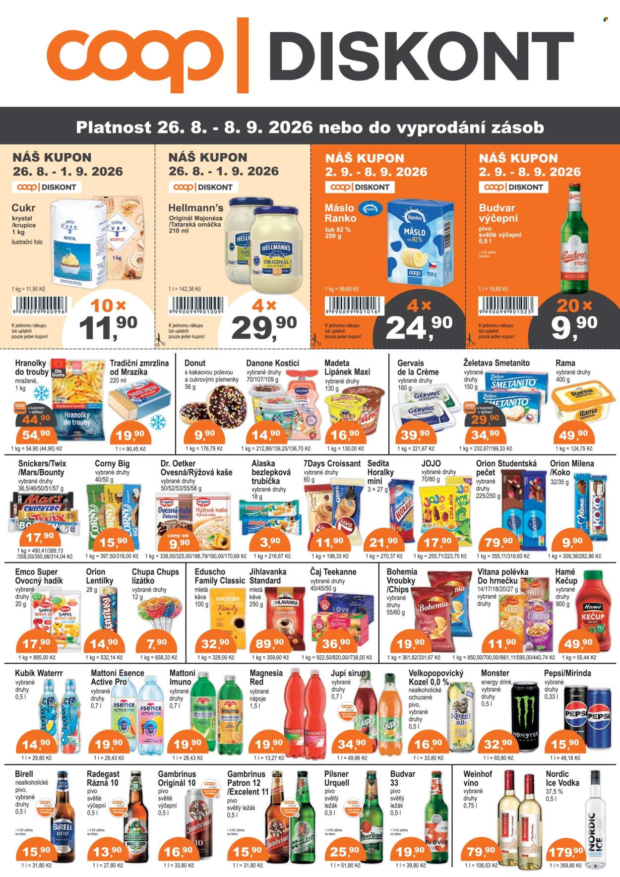 Leták coop DISKONT - 26.8.2026 - 8.9.2026. Strana 1