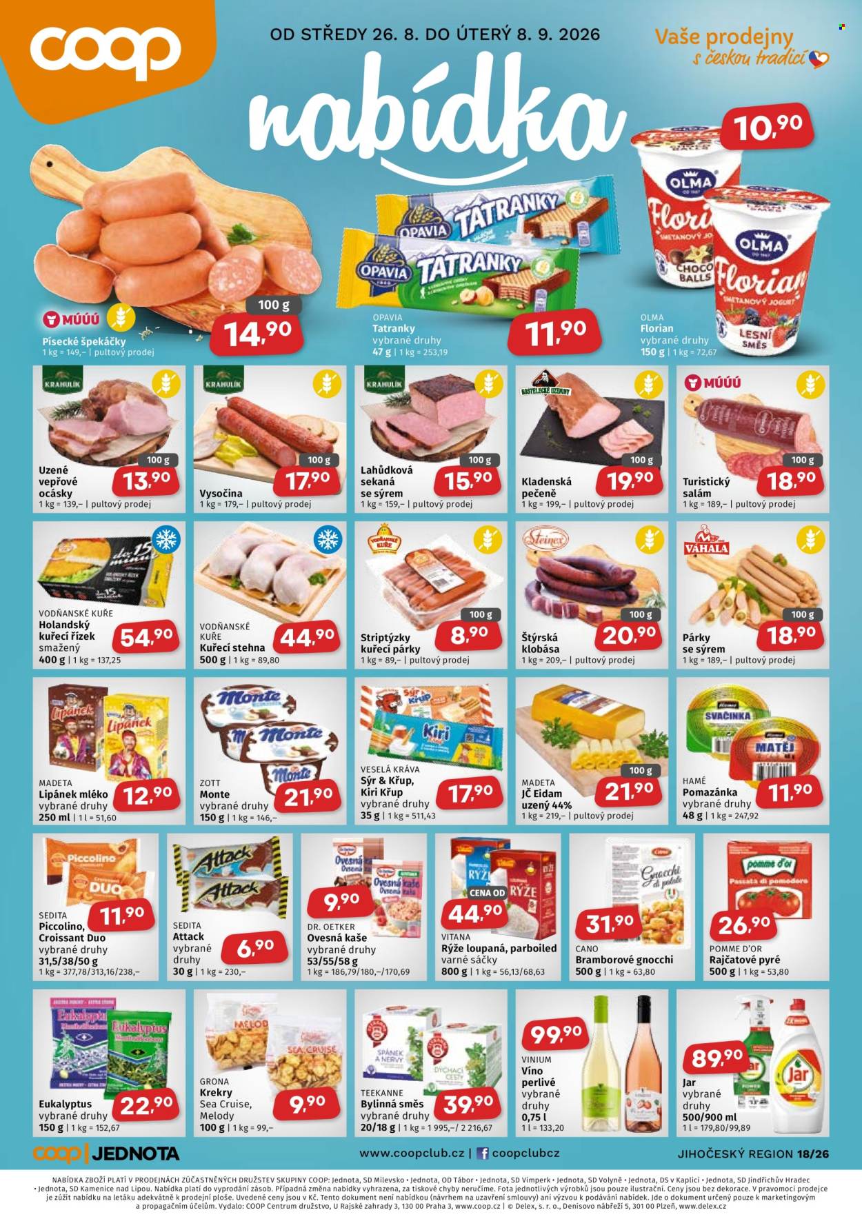 Leták coop JEDNOTA - 26.8.2026 - 8.9.2026. Strana 1