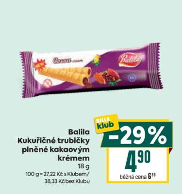 Balila Kukuřičné trubičky plněné kakaovým krémem