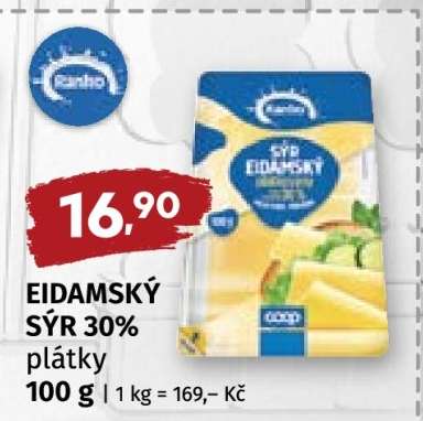 EIDAMSKÝ SÝR 30% plátky
