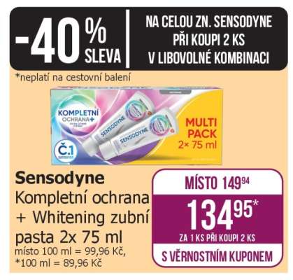 Sensodyne Kompletní ochrana + Whitening zubní pasta 2x 75 ml