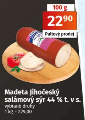 Madeta Jihočeský salámový sýr 44% t. v s.