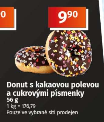 Donut s kakaovou polevou a cukrovými písmenky