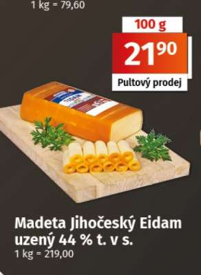 Madeta Jihočeský Eidam uzený 44% t. v s.