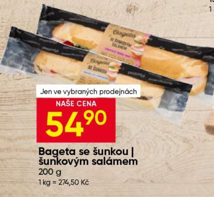 Bageta se šunkou | šunkovým salámem