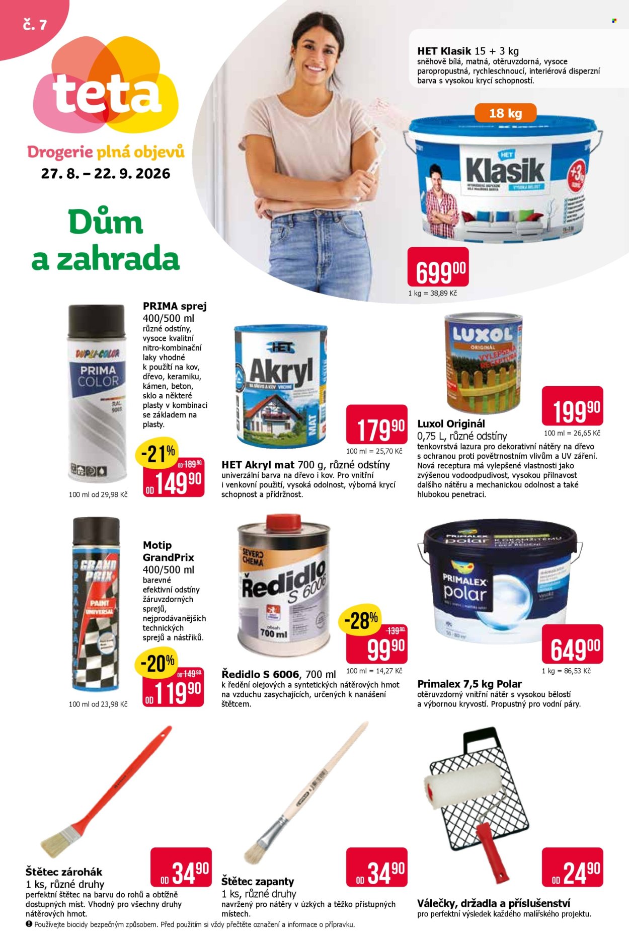 Leták Teta drogerie - 27.8.2026 - 22.9.2026. Strana 1
