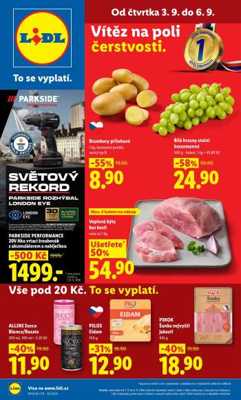 Leták Lidl - 3.9.2026 - 6.9.2026.