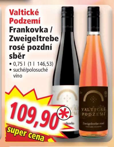 Valtické Podzemí Frankovka / Zweigeltrebe rosé pozdní sběr