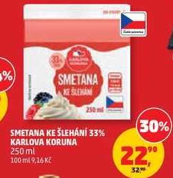 Smetana ke šlehání 33% Karlova Koruna