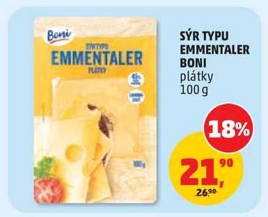 SÝR TYPU EMMENTALER BONI plátky 100 g