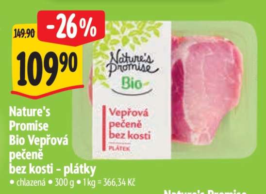 Nature's Promise Bio Vepřová pečeně bez kosti - plátky