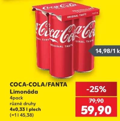 COCA-COLA/FANTA Limonáda 4pack
