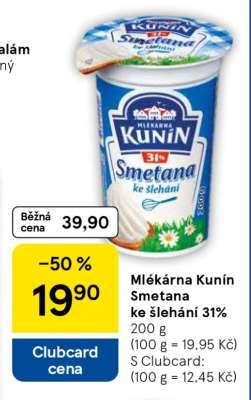 Mlékárna Kunín Smetana ke šlehání 31%