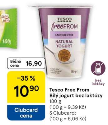 Tesco Free From Bílý jogurt bez laktózy