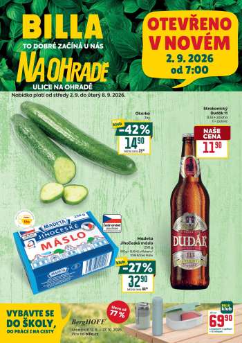 Leták BILLA - 2.9.2026 - 8.9.2026.