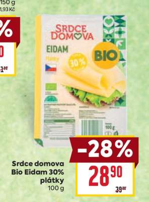 Srdce domova Bio Eidam 30% plátky