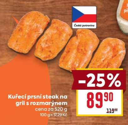 Kuřecí prsní steak na gril s rozmarýnem