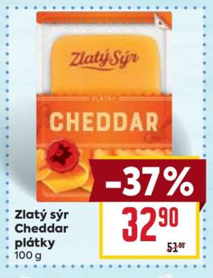 Zlatý sýr Cheddar plátky