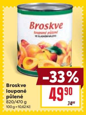 Broskve loupané půlené