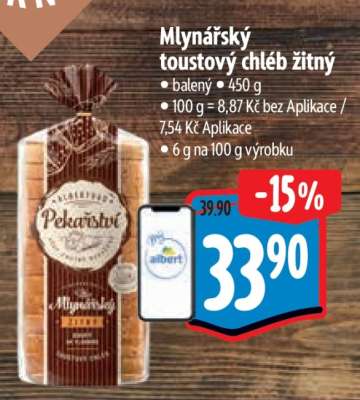 Mlynářský Toustový chléb žitný