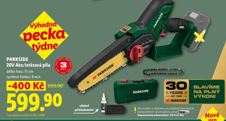 Parkside 20V Aku řetězová pila