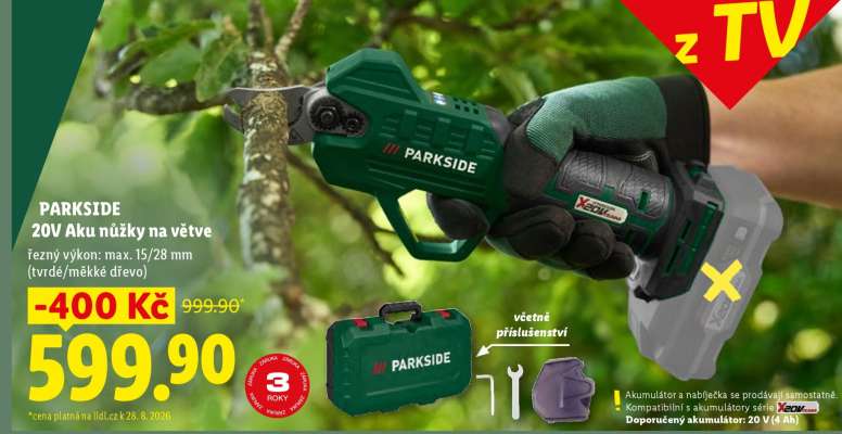 Parkside 20V Aku nůžky na větve