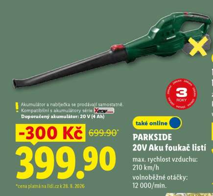 PARKSIDE 20V Aku foukač listí