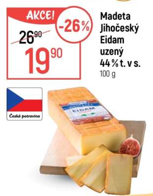 Madeta Jihočeský Eidam uzený 44% t. v s.