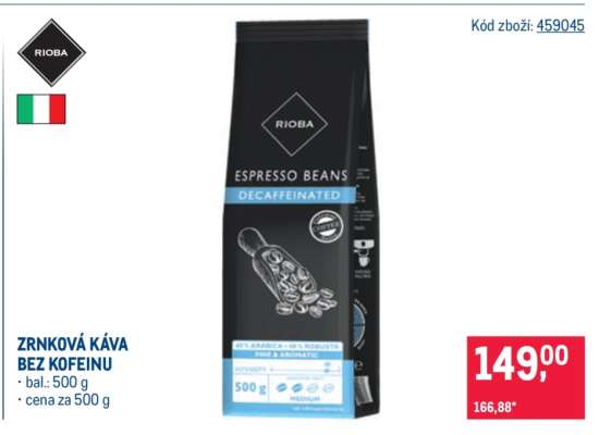 ZRNKOVÁ KÁVA BEZ KOFEINU