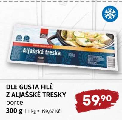 DLE GUSTA FILÉ Z ALJAŠSKÉ TRESKY
