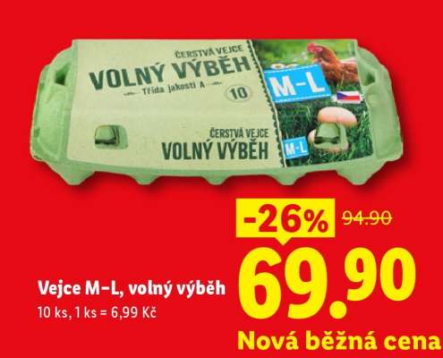 Vejce M-L, volný výběh