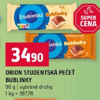 ORION STUDENTSKÁ PEČEŤ BUBLINKY